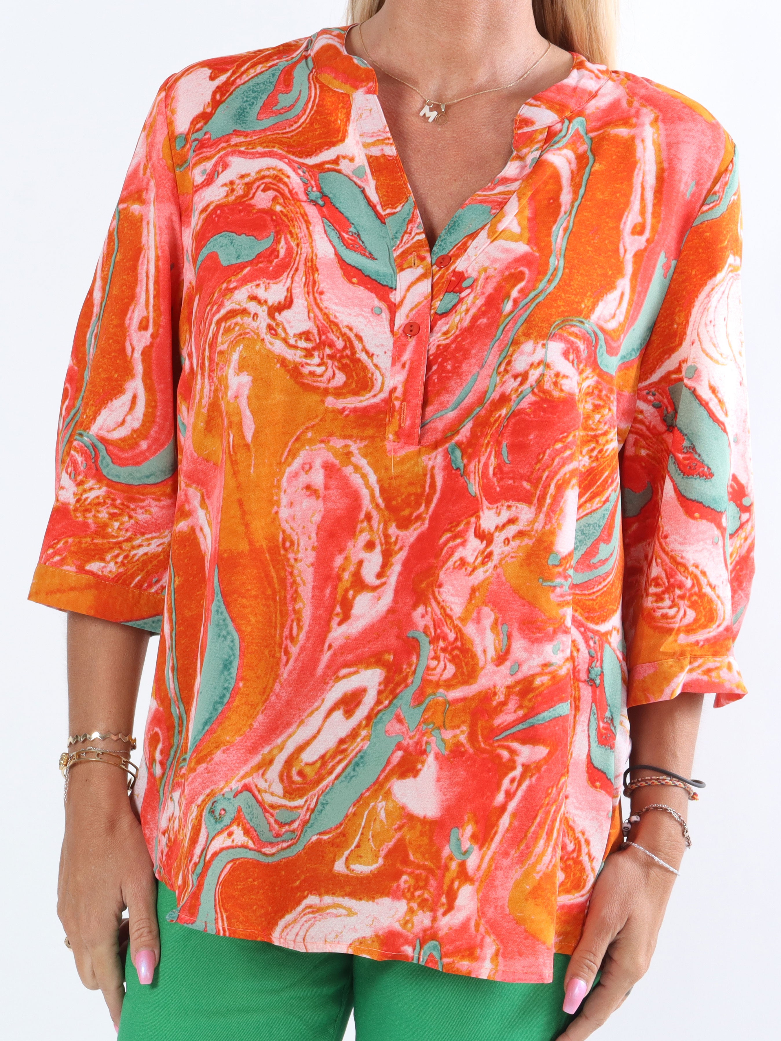 Elvi - Skjorte i fedt mønster med 3/4-ærmer